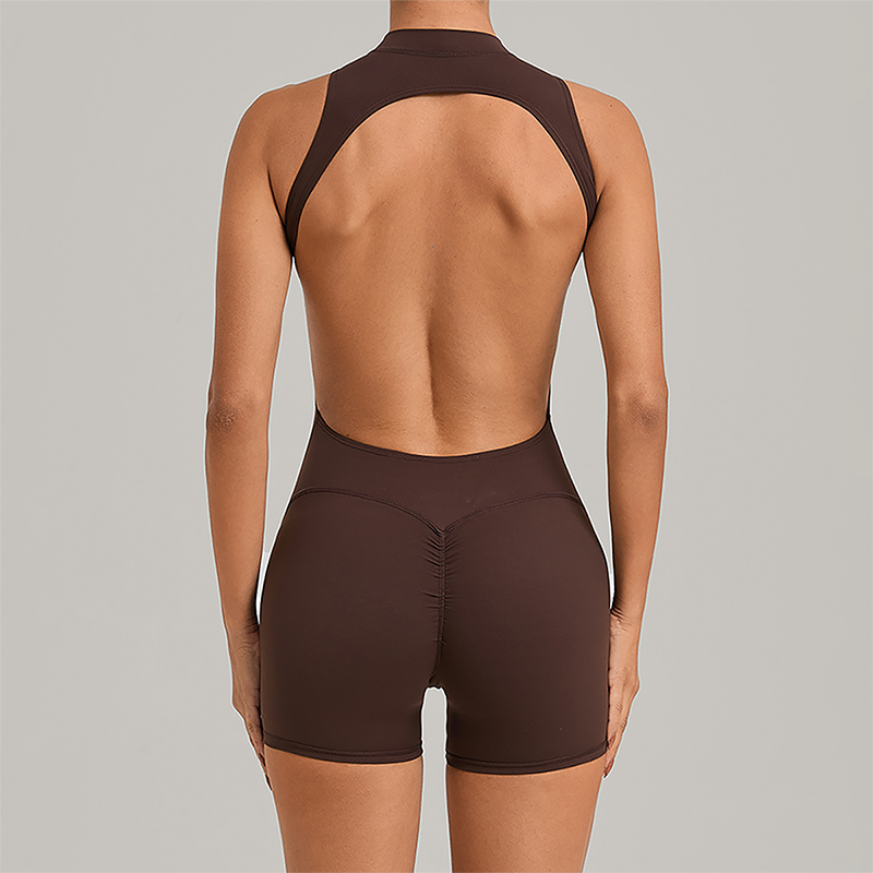 Wholesale Half zip Integrated hip lifting jumpsuit