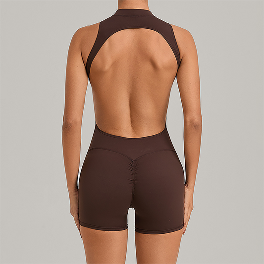 Wholesale Half zip Integrated hip lifting jumpsuit