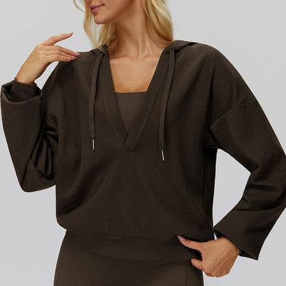 V-neck hooded outdoor sports jacket