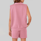 Wholesale Sleeveless V-Neck Tank & Shorts Set – Casual Athleisure 2-Piece with Pockets