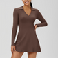 Wholesale Women's Long Sleeve V-Neck Tennis Dress – Quick-Dry Slim Fit Athletic Dress