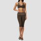 Wholesale Women's Polka Dot & Stripe Yoga Set Halter Neck Sports Bra & Capri Pants w/ Chest Pad