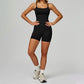 Seamless thin straps tank top + High-waisted shorts 2-Piece Set