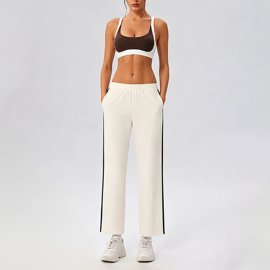 Wholesale Contrasting bra with removable pads+High-waisted pants set (Pre-sale)
