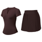 Wholesale Women's V-Neck Open-Back Short Sleeve Top & Pleated Skirt Set