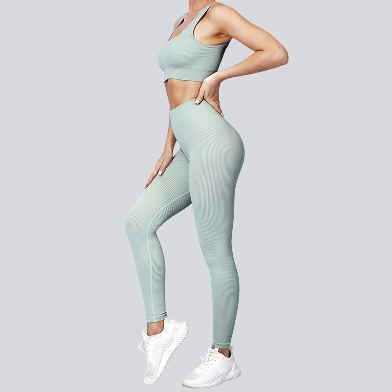 Leggings de yoga sin costuras y juego de dos piezas