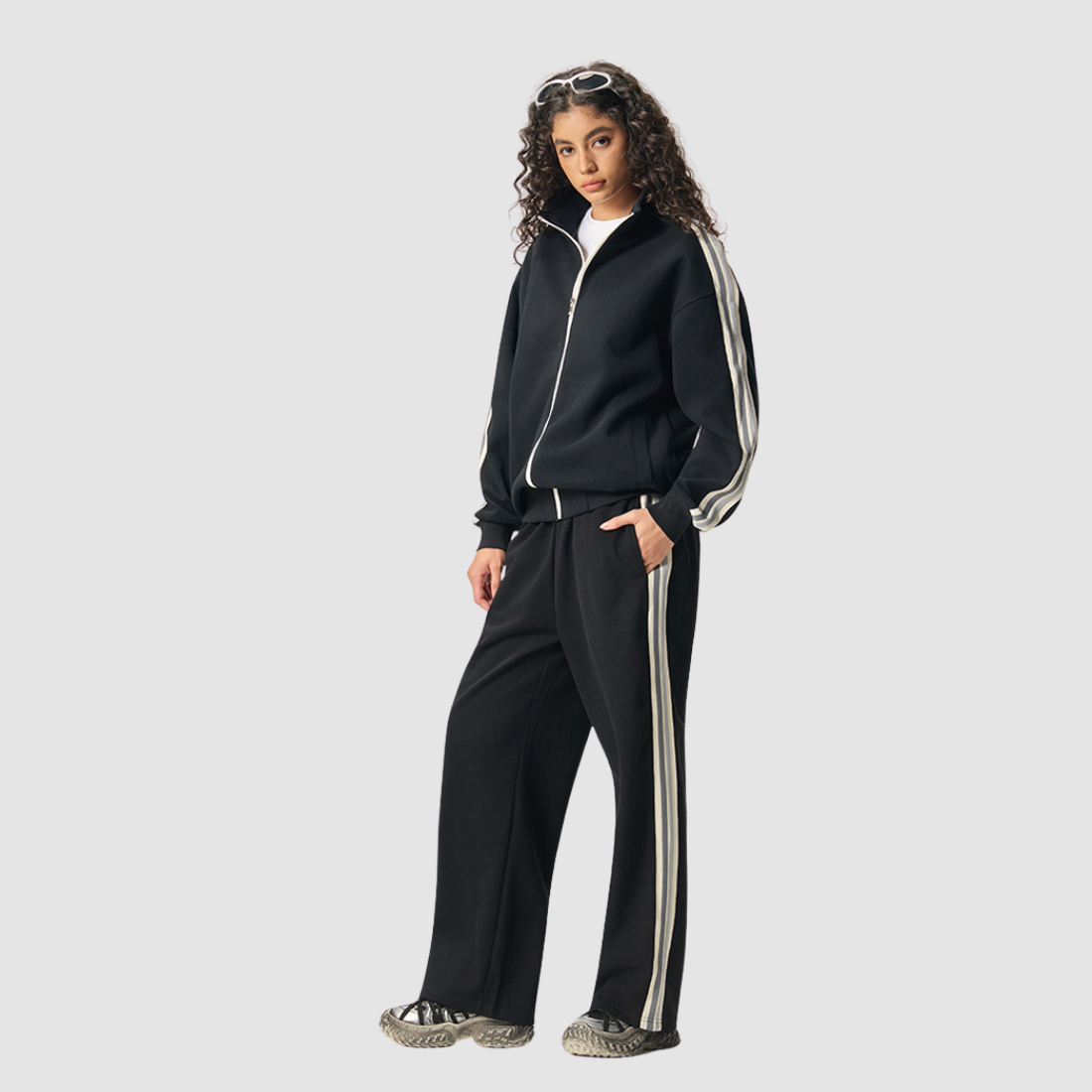 Wholesale Men’s Striped Zip Jacket + Track Pants Set