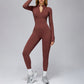 Long-sleeved stand-up collar slim-fit sports jumpsuit