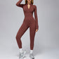 Long-sleeved stand-up collar slim-fit sports jumpsuit