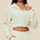 wholesale Women's Activewear Fleece-Lined Stand-Collar Zip Cropped Jacket
