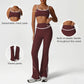 Quick-Drying Built-In Pads Bra + High-Waisted Flared Pants 2-Piece Set