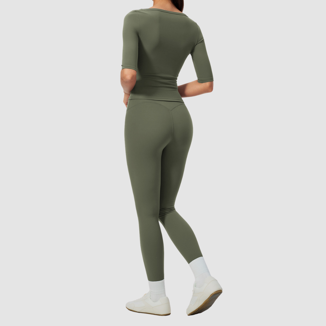 Wholesale Women’s Mid-Sleeve Top & High-Waist Leggings Yoga Set