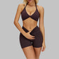 Removable breast sports bra+Sport shorts 2-piece set