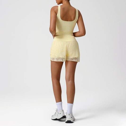Wholesale Lace Low-Cut Crop Top + | Wonderxfans bulk activewear