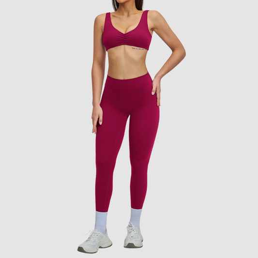Wholesale Women's Brushed Halter Neck Backless Sports Bra + High-Waist Leggings Set – Yoga Fitness Activewear