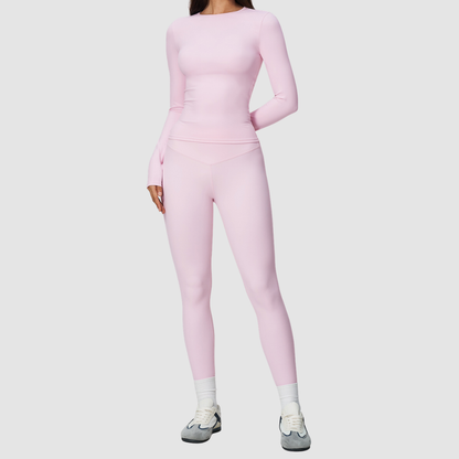 Wholesale Women's Nylon Spandex Activewear Set – Long Sleeve Tops & Leggings