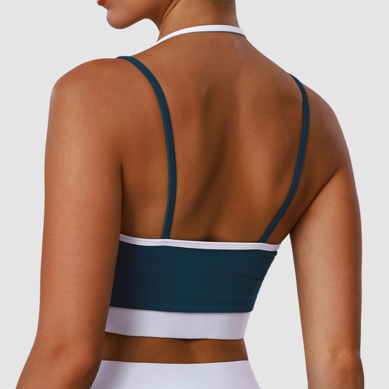 Wholesale Backless Color-Blocked Halter Sports Bra
