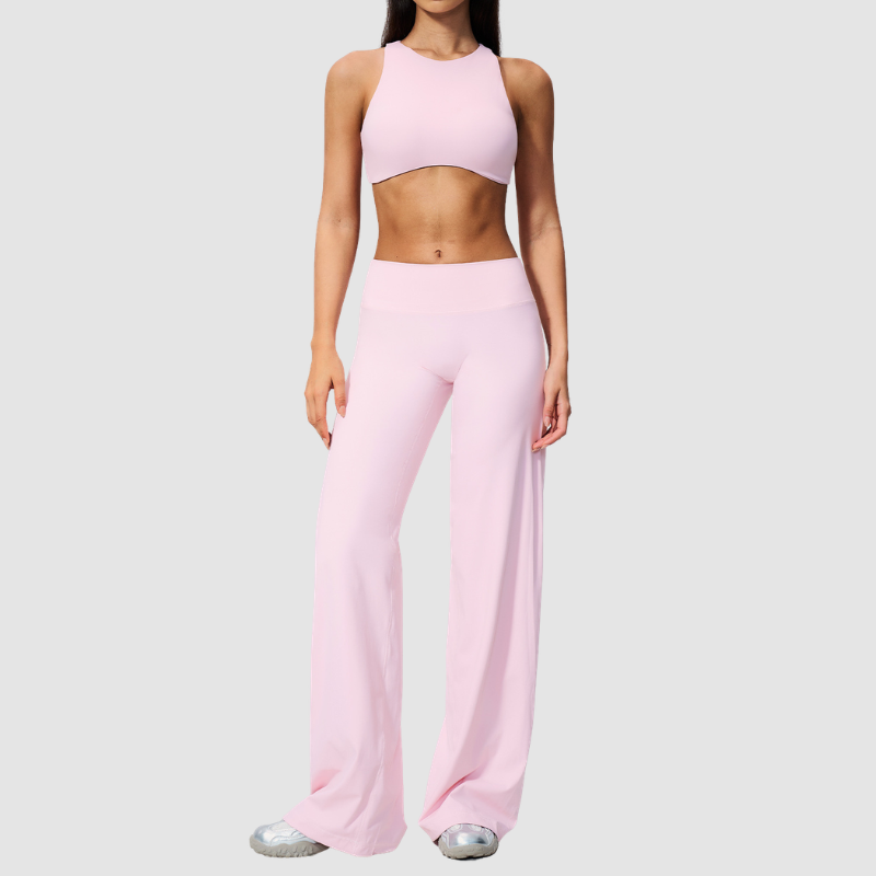Wholesale Women's Sports Bra and Wide-Leg Pants Set – Brushed Fabric Yoga Set
