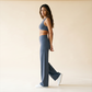 Wholesale Women's Brushed Fabric Sports Bra and Wide-Leg Pants Set