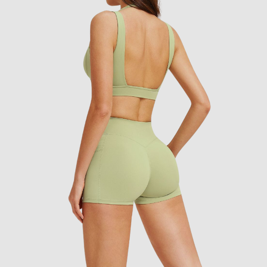 Wholesale halter-neck sports bra + shorts | Wonderxfans bulk activewear