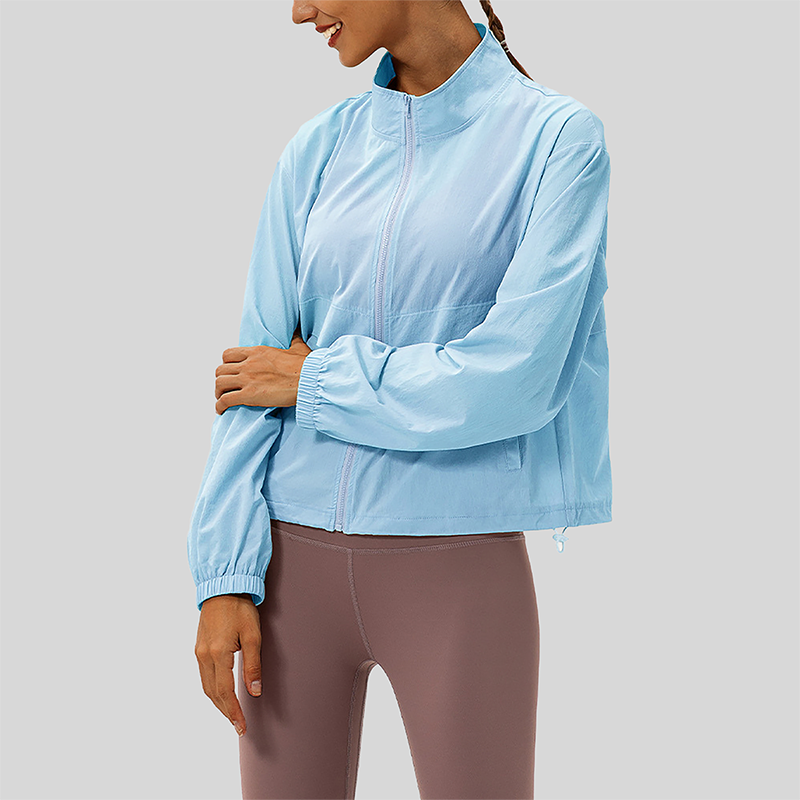 Women's Outdoor Windbreaker Loose Casual Yoga Jacket with Stand Collar
