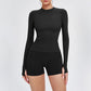 Wholesale solid color long-sleeved top + shorts