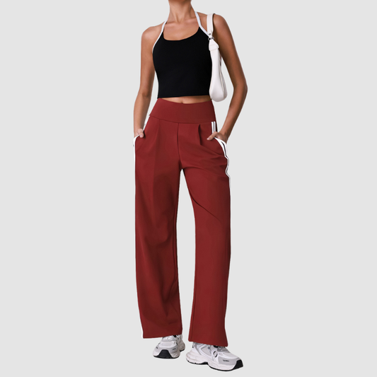 Wholesale Women's Striped Yoga Tank Top + High-Waist Wide-Leg Pants Set – Built-In Bra Pad Gym Fitness Set