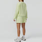 Contrasting Color long sleeve Sweatshirt + loose shorts 2 pieces set