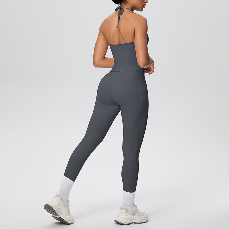 Wholesale backless tank top + pocket leggings