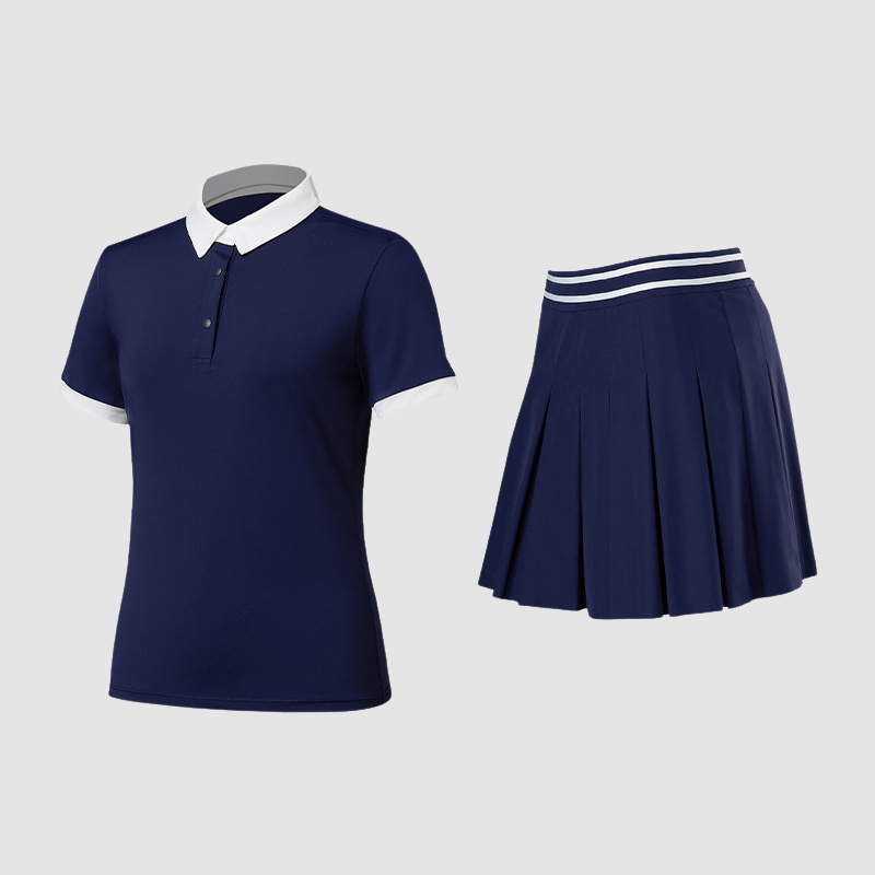 Wholesale Women's POLO Short Sleeve Pleated Skirt Set – 2-Piece Golf Tennis Athletic Outfit