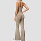 Wholesale Women's Seamless Yoga Set: Strappy Tank Top & Flare Pants – High-Stretch w/ Chest Pad