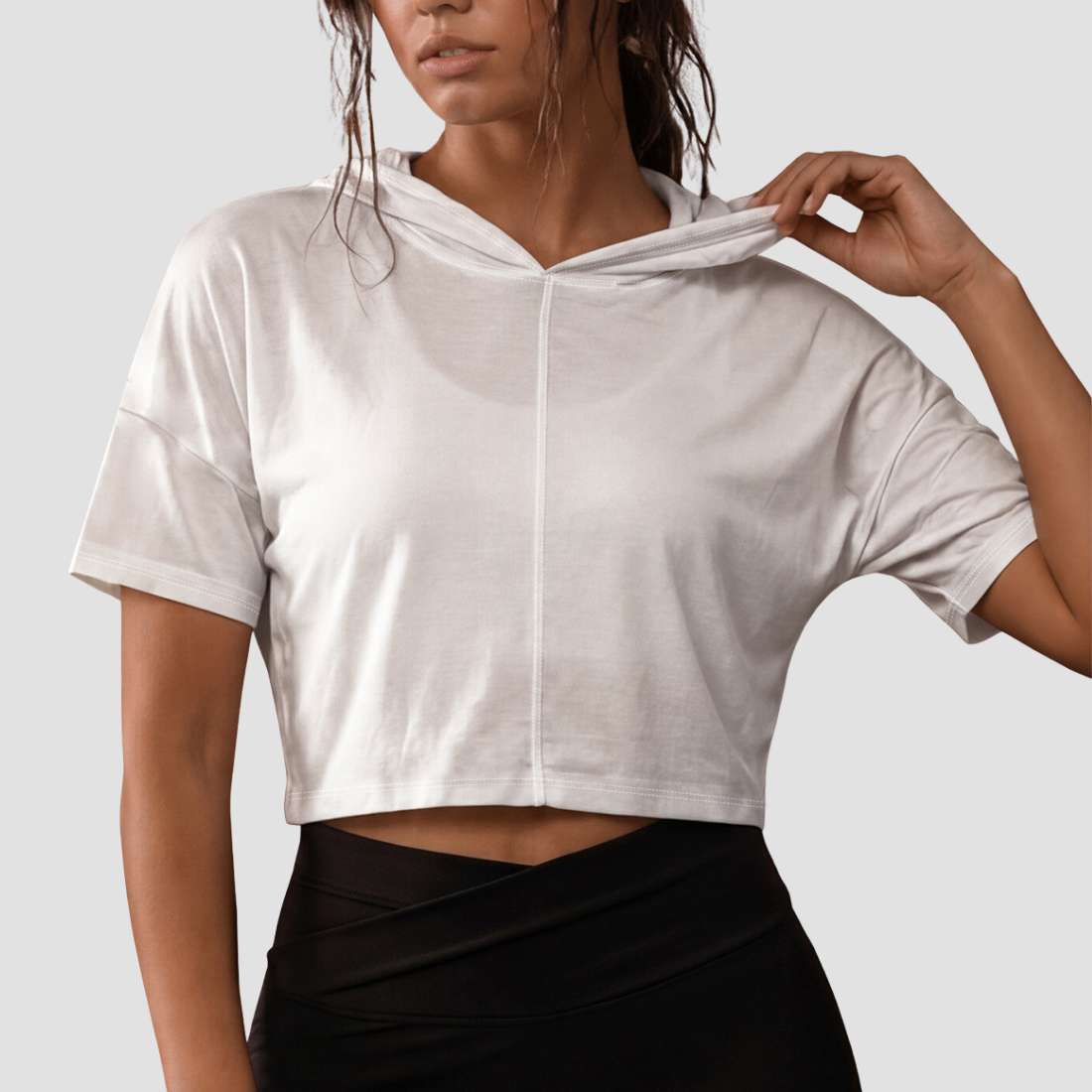 Wholesale Hooded Loose Yoga T-Shirt – Quick-Dry Short Sleeve Top