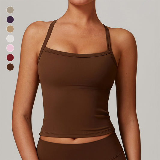 Cross Crossed Back and Fin Straps Tank Tank Toqule