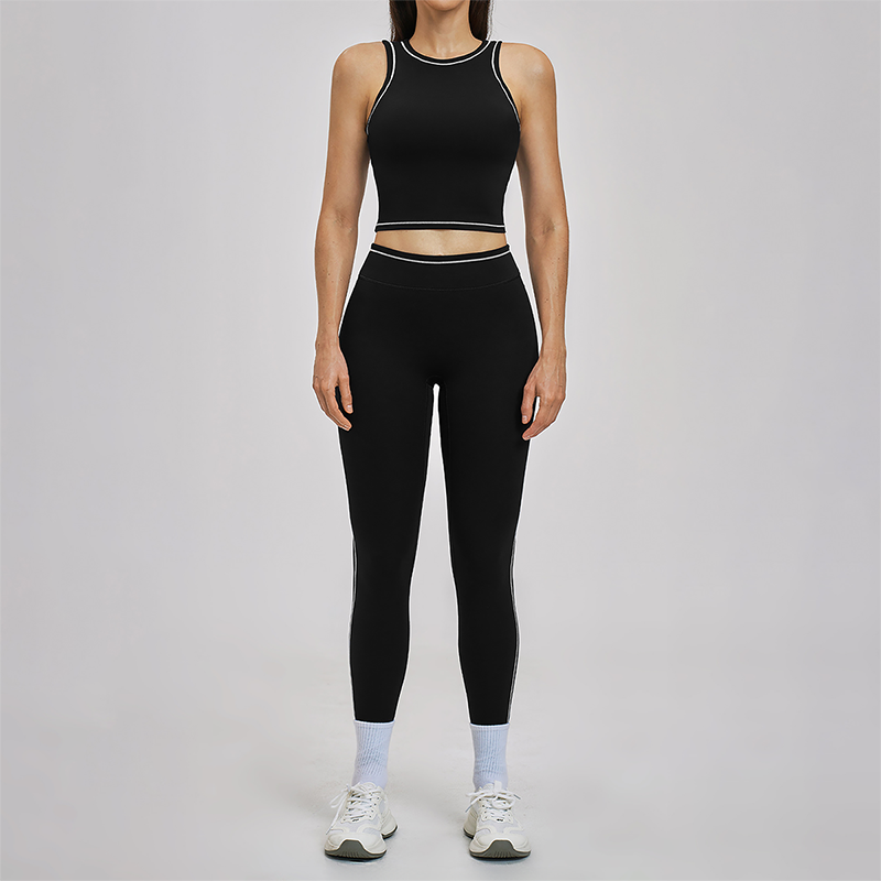 Wholesale Color Block Yoga Halter Vest + legging 2-Piece Set