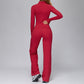 Zippered quick-drying sports jacket+High-waisted wide-leg sweatpants 2-piece set