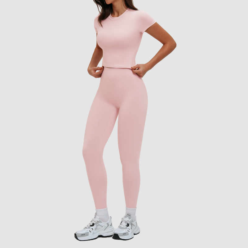 Wholesale solid color short-sleeved T-shirt + leggings