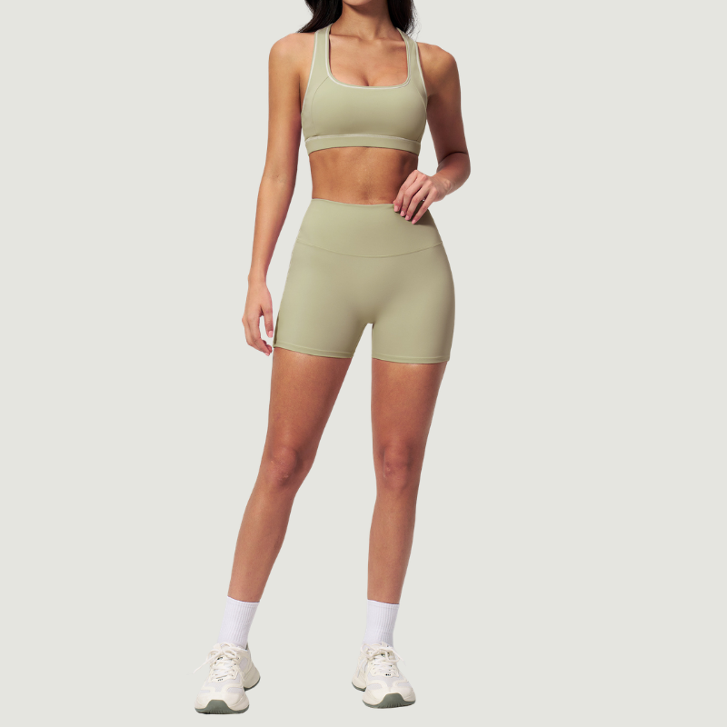 Wholesale Women's Seam-Detail Colorblock High-Waist Booty Shorts – Butt-Lifting Yoga Gym Activewear