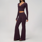 Wholesale Women's Cream-Feel Fleece Long Sleeve Top & High waisted flared Pants Set