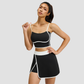 Wholesale Women's Linear Design Sports Bra & Mini Skirt Yoga Set w/ Chest Pad