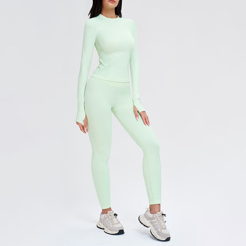 Wholesale solid color long-sleeved top + leggings