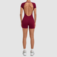 Wholesale Women's Open-Back Adjustable Yoga Bodysuit – Slim-Fit Butt-Lifting Short Romper