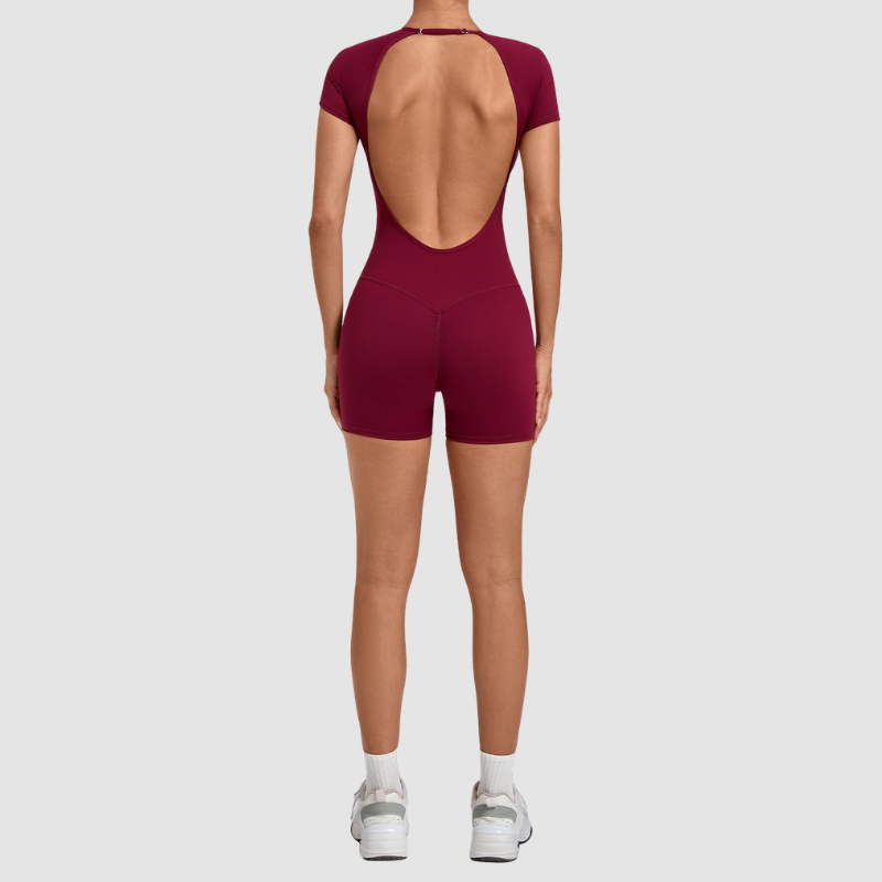 Wholesale Women's Open-Back Adjustable Yoga Bodysuit – Slim-Fit Butt-Lifting Short Romper