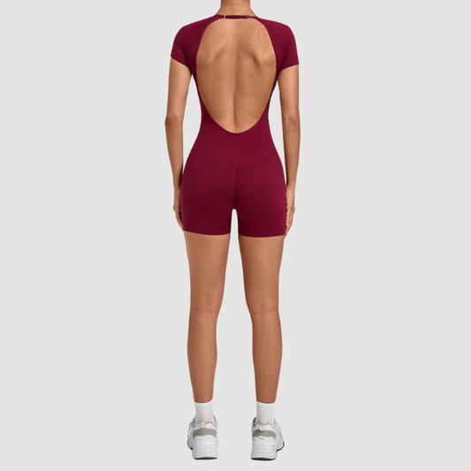 Wholesale Women's Open-Back Adjustable Yoga Bodysuit – Slim-Fit Butt-Lifting Short Romper