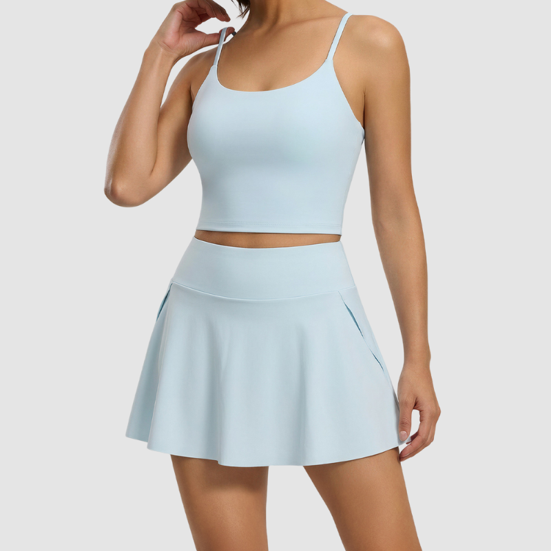 Wholesale padded tank top + anti-exposure skirt