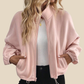 [Women's Casual Activewear] Fleece-Lined Stand-Collar Zip Jacket