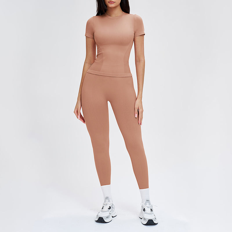 Wholesale solid color round-neck T-shirt + leggings