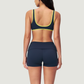 Wholesale Color Block V-Neck Sports Bra & Fold-Up Shorts Set
