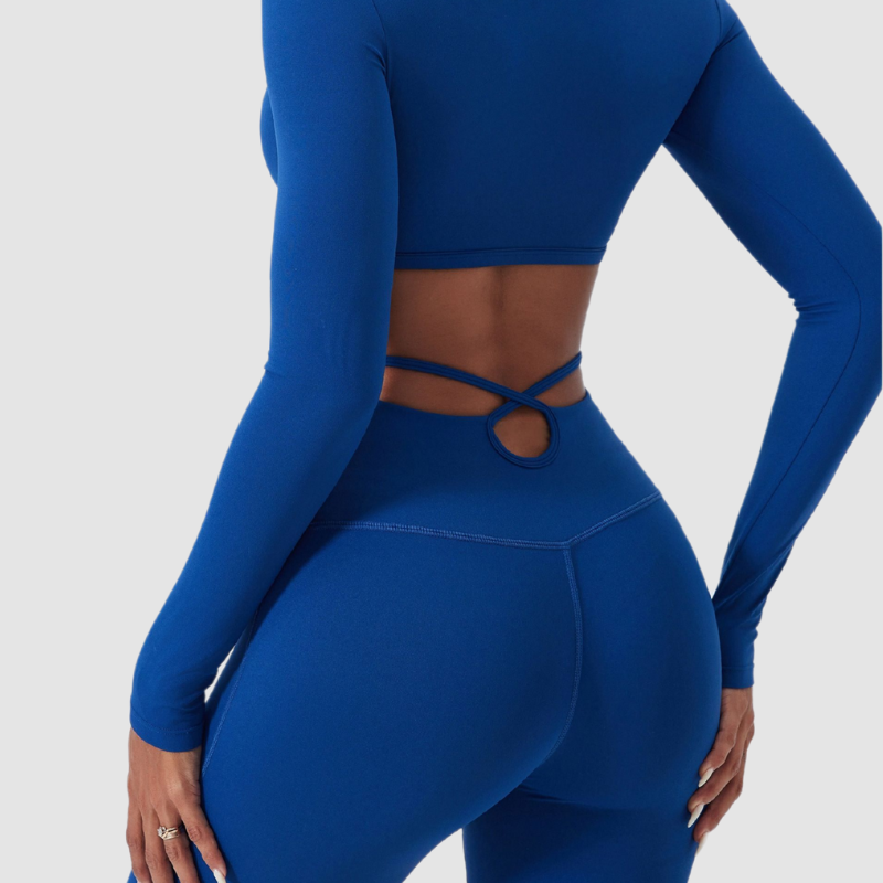 Wholesale cutout high-waisted top + flared pants