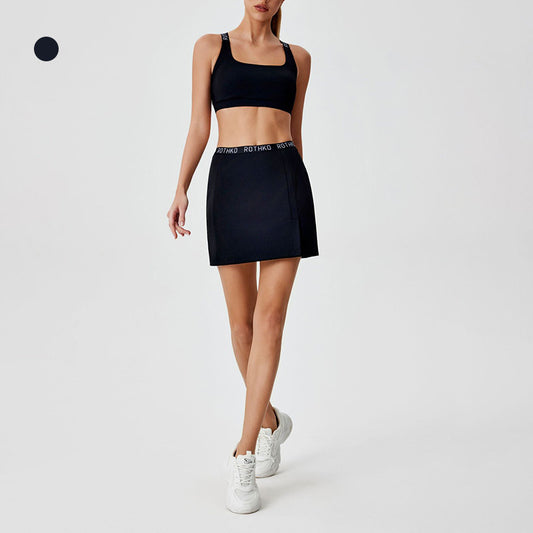 Cross Back Sports Bra + Slit Tennis Jupe 2 pièces