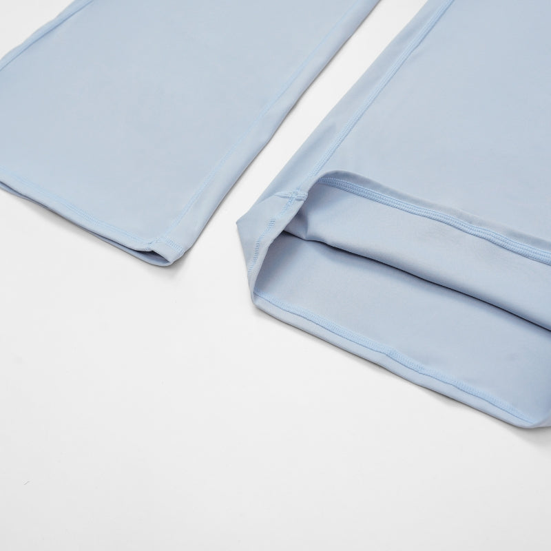 Two-piece contrasting sports tank top+port slightly flared pants 2-piece set